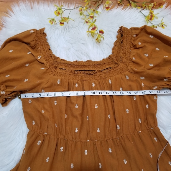 OLD NAVY Boho Off Shoulder Dress Color Ocher SIZE L TALL. - Picture 15 of 17